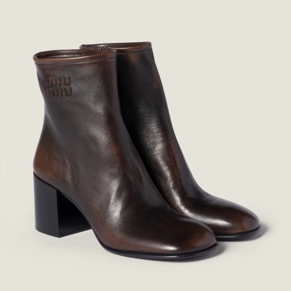 Miu Miu Black Leather Ankle Booties